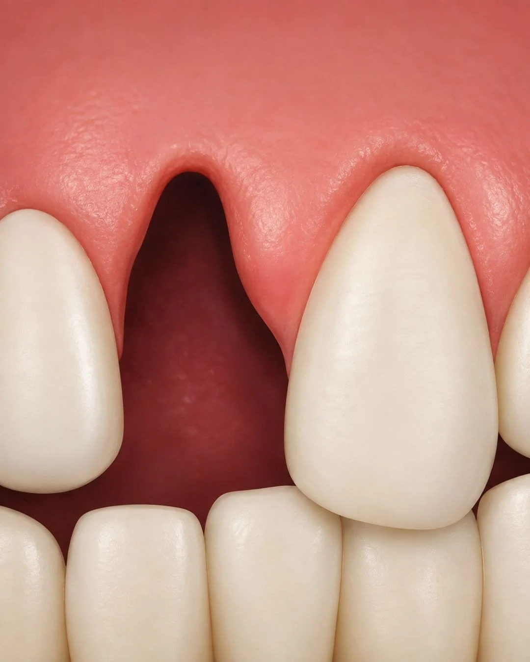 Illustration of a gap in the lower front teeth where a tooth is missing