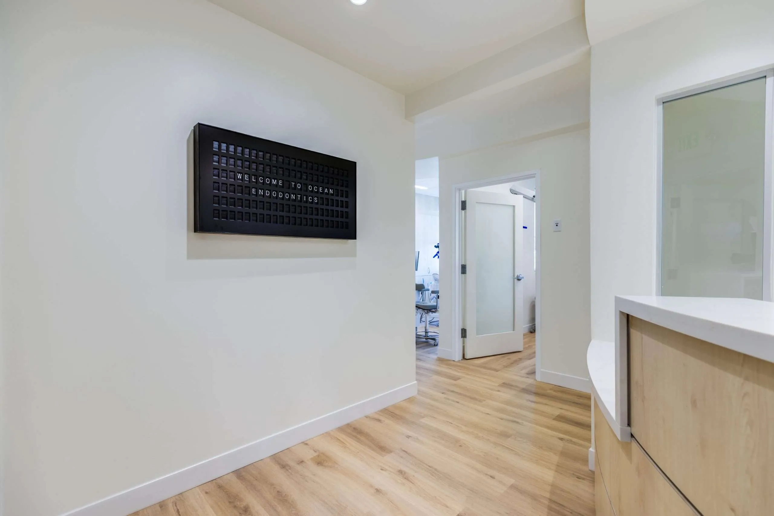 The bright hallway outside the treatment rooms